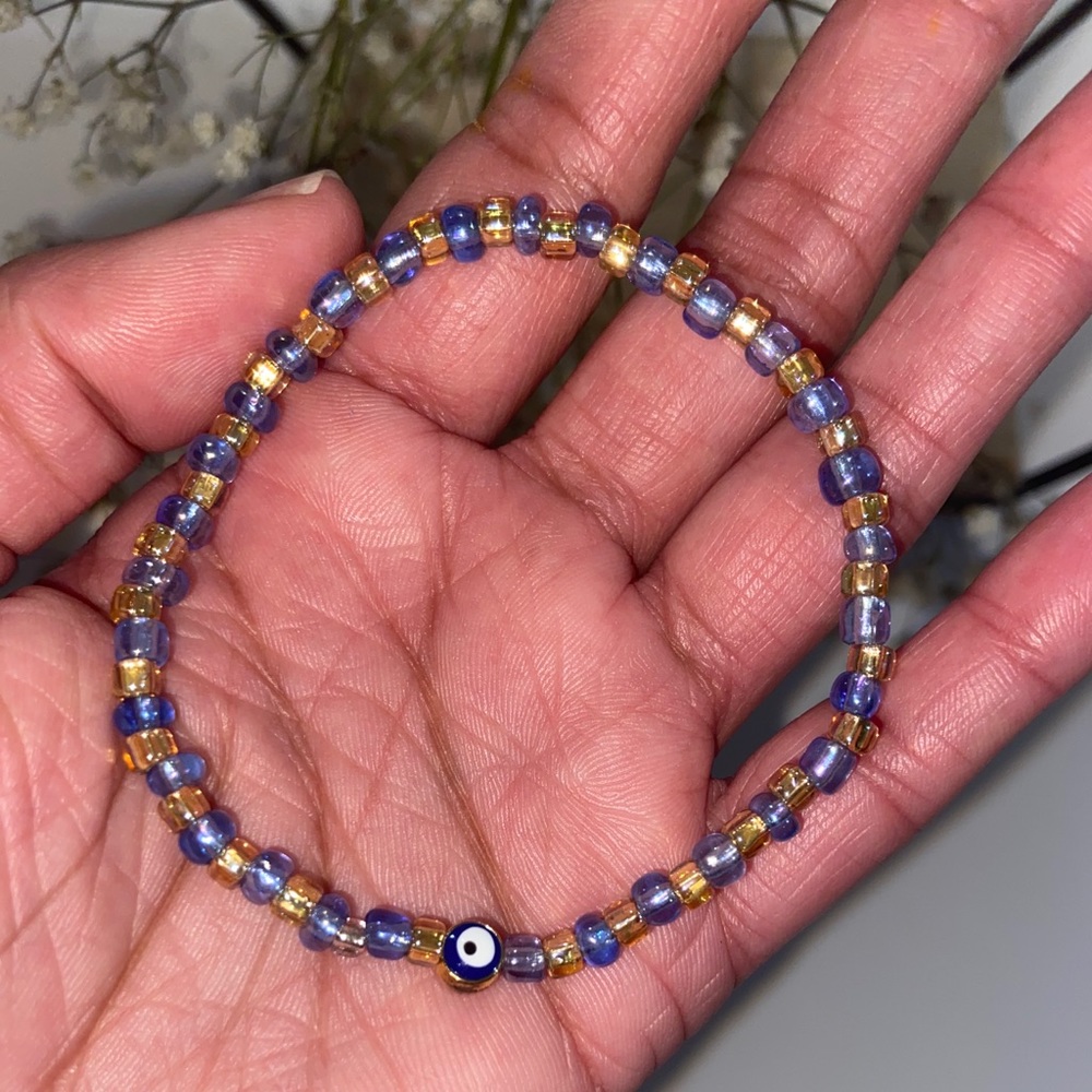 Handmade Evil Eye Glass Bead Bracelet